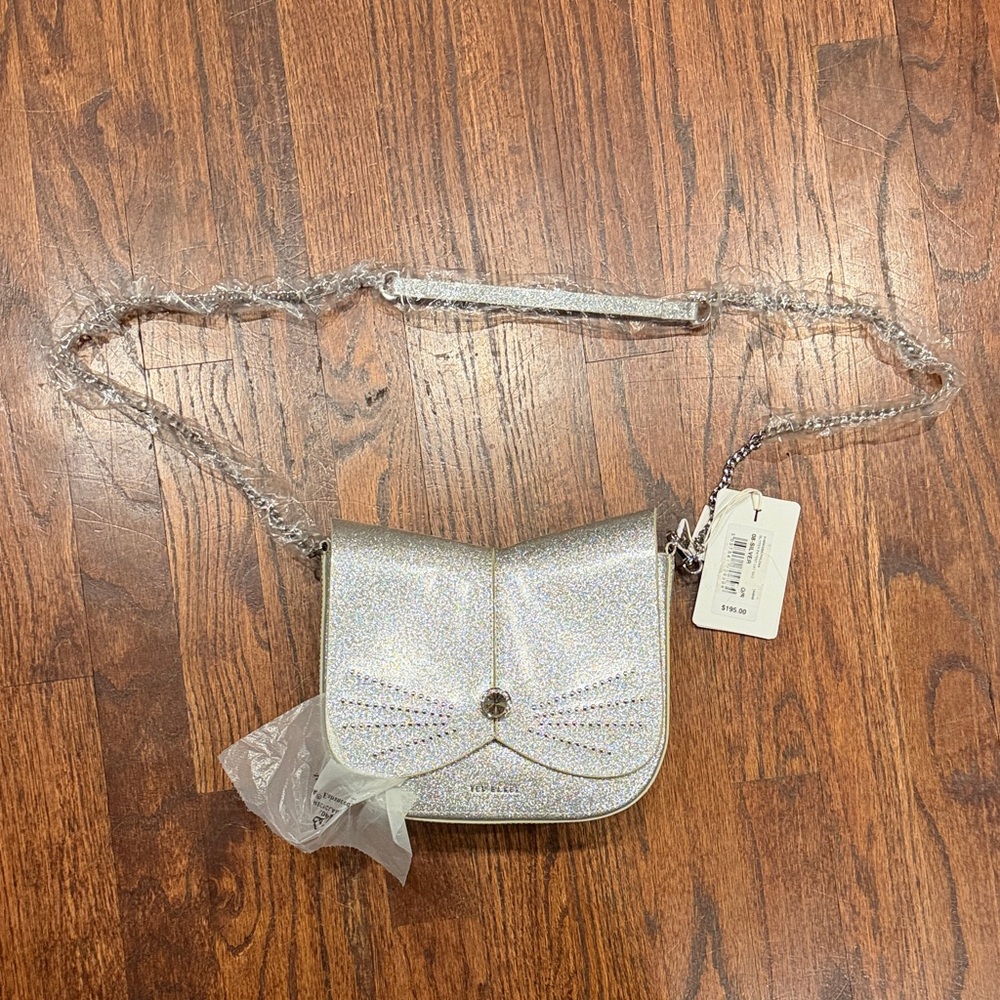 Ted Baker - Sparkly Cat Face Crossbody Bag - Silver Glitter
